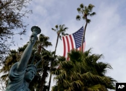 A large flag flies in Huntington Beach, California, Jan. 10, 2017.