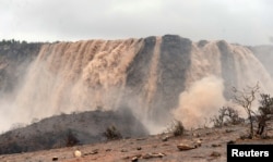 General view after Cyclone Mekunu in Salalah, Oman, May 26, 2018. The storm supercharged the famous waterfall of Wadi Darbat.