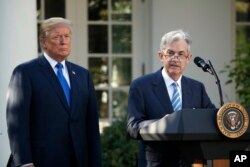 Federal Reserve board member Jerome Powell speaks after President Donald Trump announced him as his nominee for the next chair of the Federal Reserve in the Rose Garden of the White House in Washington, Nov. 2, 2017.