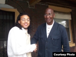 Bakary Tandia (right) poses for a photo with a member of his grassroots volunteer team, in Philadelphia, Pennsylvania, during the 2008 election campaign. (Credit: Bakary Tandia)