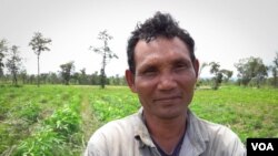 លោក​អ៊ូ សុខុន ​អាយុ​៥១​ឆ្នាំ​ ​កសិករ​ម្នាក់​ទៀត​ ​ជា​អតីត​ទាហាន​ខ្មែរ​ក្រហម​ ​នៅ​ស្រុក​អន្លង់វែង​ ​ថត​ក្នុង​ចម្ការ​ដំឡូមី​របស់​លោក​ ​នា​ថ្ងៃ​ទី០២​ខែ​សីហា​ឆ្នាំ​២០១៦។ (នៅ វណ្ណារិន/VOA)