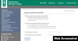 An image of the net price calculator on Northwestern Michigan College's website.