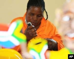 Baloyi's employees make makarapas out of recycled plastic