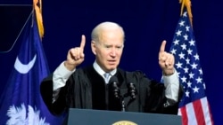 President Joe Biden speaks at commencement exercises for South Carolina State University on Dec. 17, 2021, in Orangeburg, S.C.