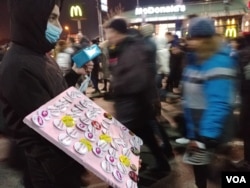 Protest "Jedan od pet miliona" u Berogradu, 23. februara 2019. (Foto: Veljko Popović, VOA)