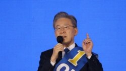 한국 집권 더불어민주당의 이재명 대통령 후보가 지난달 10일 당내 경선 과정에서 연설하고 있다.