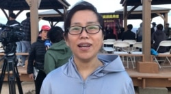 奥斯卡人权奖获得者王晶。（美国之音，2021年4月25日摄于自由雕塑公园）