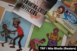 HAART-designed materials are pictured, March 27, 2018. The charity hopes the posters, brochures and other items will be copied and used across the country in schools, youth clubs and church groups.