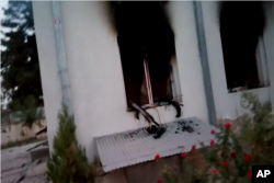 Associated Press video footage of the burned-out hospital compound in the east of Kunduz city.