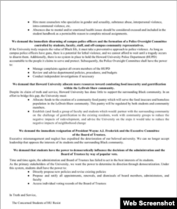 After news of a financial aid scandal at Howard University, the student protest group HU Resist released a list of changes they sought from the school's Board of Trustees.