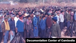 Formal integration ceremony in Anlong Veng in February 1999 (Source: Photo by Khun Ly/ Documentation Center of Cambodia Archive)