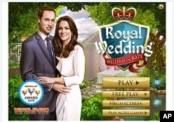 Image of Miniclip online game dedicated to the royal wedding.