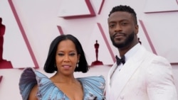 Regina King bersama Aldis Hodge tiba di atas karpet merah perhelatan insan perfilman dunia e-93, Academy Awards, di Los Angeles, California, 25 April 2021. (Chris Pizzello/Pool via REUTERS)