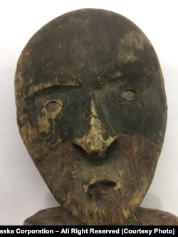 A wooden Chugach mask, one of the nine items returned to the Chugach people by the Prussian Cultural Heritage Foundation.