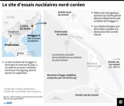 Carte du site d'essais nucléaires nord-coréen de Punggye-ri