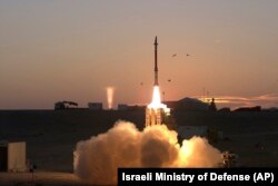 FILE - A launch of David's Sling missile defense system, Dec. 21, 2015. The Defense Ministry said March 1, 2016, that the David's Sling system "will allow Israel to more effectively defend against the wide range of current and future threats to its civili