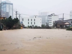 In this photo taken in 2020, torrential rain flooded Sihanoukville city of Preah Sihanouk province. (Facebook/Preah Sihanoukville Provincial Administration)