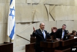 FILE - Israeli Prime Minister Benjamin Netanyahu is seen speaking in the Knesset in Jerusalem in a May 14, 2015, photo.