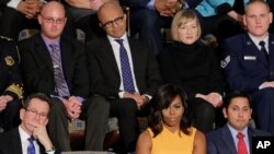 La Première dame des Etats-Unis, Michelle Obama, dans les tribunes réservées au public.