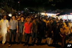 FILE - Bangladeshi activists protest against the killing of Faisal Arefin Deepan in Dhaka, Bangladesh, Saturday, Oct. 31, 2015.