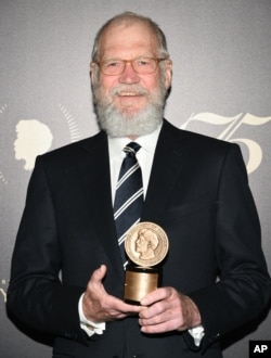 David Letterman accepting an award in May.