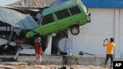 Dampak gempa dan tsunami di Pantai Talise, Palu, Sulawesi Tengah.