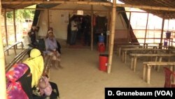 The waiting area at the outpatient clinic of a Doctors Without Borders hospital in a Rohingya refugee camp.