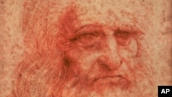 FILE - An undated handout photo of a self-portrait of Leonardo da Vinci (circa 1516) drawn in red chalk.