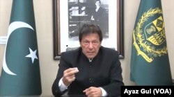 A screen grab of Prime Minister Imran Khan's television address to the nation on Feb 19, 2019.