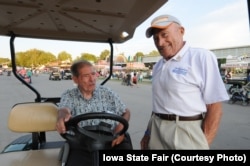 Don Greiman, right, has attended the Iowa State Fair since he was a boy. He is 89 years old.