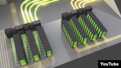 This image from video demonstrates Eaton's electricity storage system that helps power Johan Cruyff Arena in Amsterdam. (YouTube/Eaton)