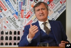Venice Mayor Luigi Brugnaro speaks to foreign media about the pressures the city is facing from tourism and rising seas, in Rome, March 14, 2019.