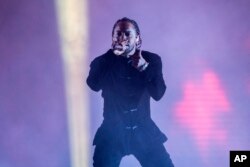 Kendrick Lamar performs at Coachella in Indio, California, April 23, 2017.
