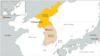 Map of North Korea and South Korea