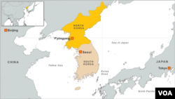 Map of North Korea and South Korea