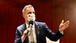 Prague Mayor Zdenek Hribi speaks during a press conference organized by Taiwan’s Ministry of Foreign Affairs in Taipei on Sept. 4, 2020.