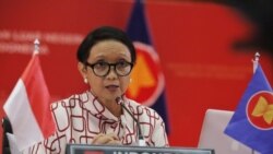 Menlu RI Retno Marsudi pada pertemuan khusus Menlu ASEAN-Australia yang dilakukan secara virtual Selasa (30/6). (foto: Kemlu RI)
