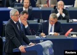 European Commission President Jean-Claude Juncker addresses the European Parliament in Strasbourg, France, September 9, 2015.