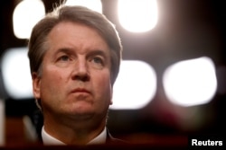 Calon Hakim Agung AS Brett Kavanaugh pada sidang dengar di Gedung Capitol, Washington, 4 September 2018.