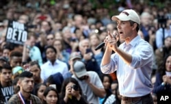 FILE - Democratic presidential candidate and former Texas congressman Beto O'Rourke speaks during his presidential campaign kickoff rally in Houston, March 30, 2019.