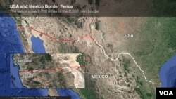 Map of US-Mexico border fence