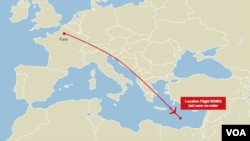 Rute penerbangan pesawat EgyptAir dengan nomor penerbangan 804, Kamis (19/5).