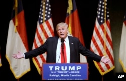 Republican Presidential candidate Donald Trump speaks at a rally in Raleigh, North Carolina, July 5, 2016.