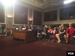 薛瑞福家人参加其提名确认听证会 (美国之音李逸华拍摄)