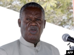 FILE - Zambia President Michael Sata delivers a speech on May 17, 2013 during the commissioning of the construction of Palabana University in Chongwe, 60 kms east of Lusaka.