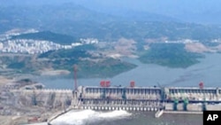 The reservoir at Three Gorges Dam in Hubei Province, China.
