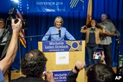 U.S. Rep. Michelle Lujan Grisham speaks to supporters in Albuquerque, M.M., June 5, 2018. Grisham won the Democratic nomination for governor.