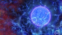 This image provided by the National Science Foundation shows a graphic rendering of how the first stars in the universe might have looked.