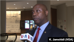Republican Senator Tim Scott talks to VOA Persian in Washington, June 12, 2018.