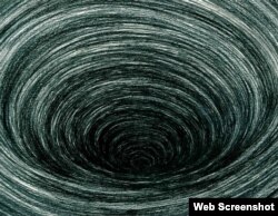 រូបគំនូរមួយនៅក្នុងសៀវភៅរបស់លោក ព្រំ វណ្ណៈ និង​អ្នកស្រី Jocelyn Pederick​ ដែលចំណង​ជើង​ថា «The Dead Eye and The Deep Blue Sea» ឬ «ពិភព​អន្ធការ​នៅ​លើមហាសមុទ្រ​ដ៏​ធំ​ល្វឹង​ល្វើយ»។ (រូបភាពដកស្រង់ពីគេហទំព័រ)